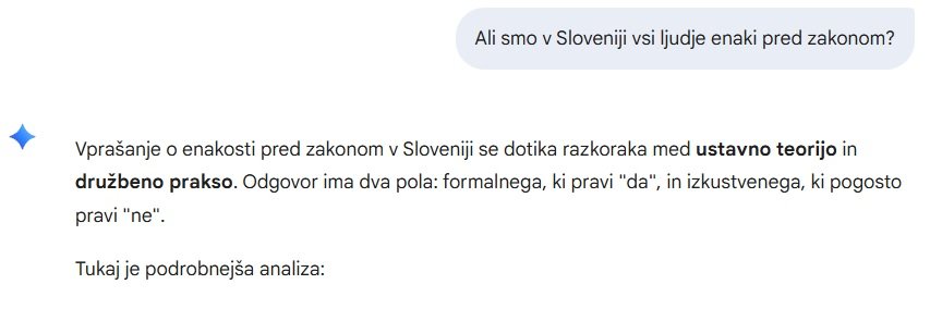 Gemini - primer pogovora - enakost pred zakonom
