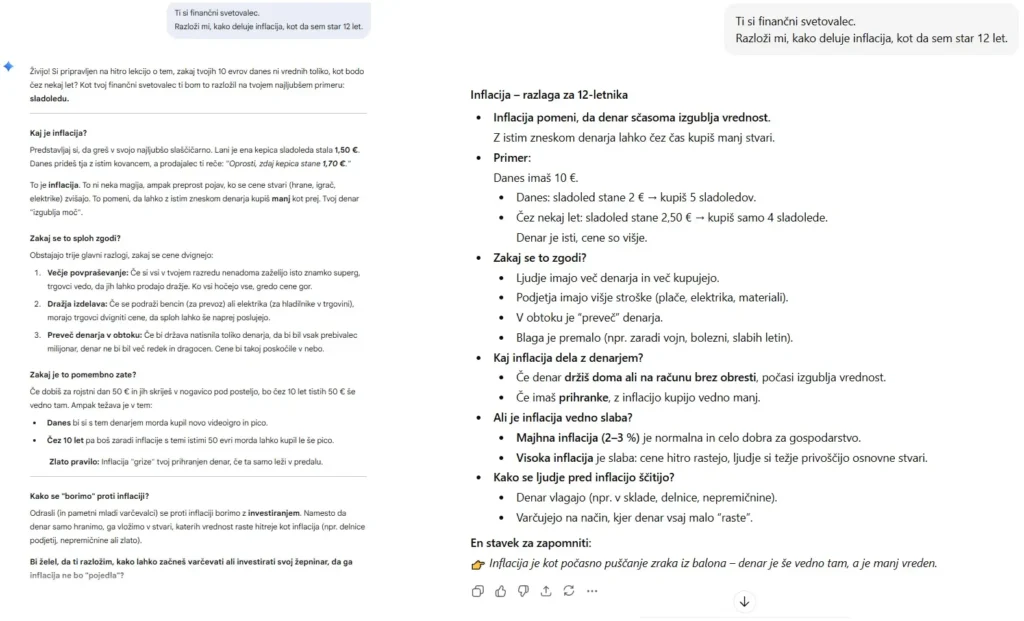 Gemini vs. ChatGPT - primerjava odgovorov