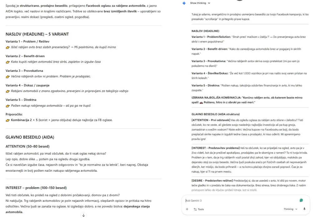 umetna inteligenca za podjetja primerjava ChatGPT Gemini