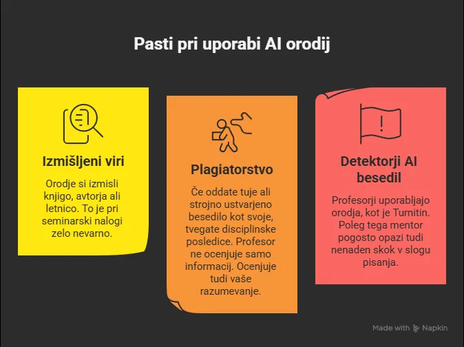 pasti pri uporabi AI orodij za seminarsko nalogo